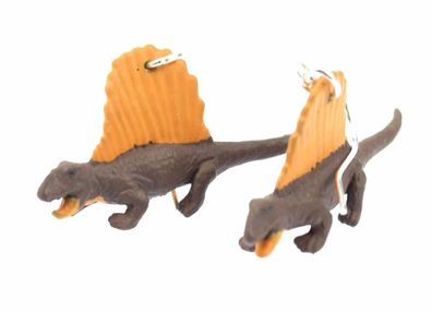 Dinosaurier Dimetrodon Ohrringe Dino Miniblings Gummi Rückenschild braun orange
