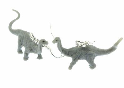 Dinosaurier Diplodocus Ohrringe Dino Miniblings Gummi Pflanzenfresser grau
