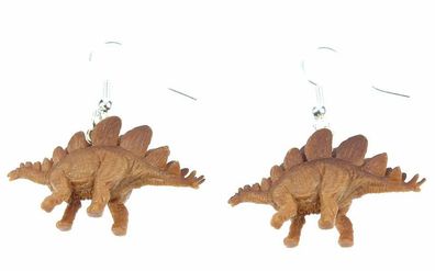 Dinosaurier Stegosaurus Ohrringe Dino Miniblings Gummi braun Rückenschilder