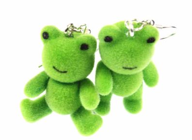 Frosch Ohrringe Frösche Miniblings Prinzessin Teddy Frösche Flock grün beflockt