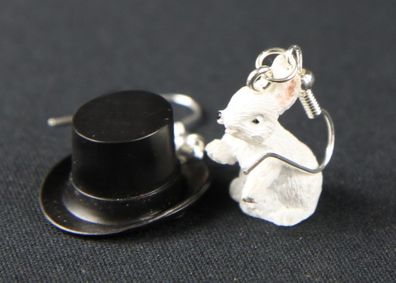 Hase und Zylinder Ohrringe Kaninchen aus Hut Miniblings Zauberer Magie Osterhase