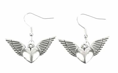 Herz mit Flügeln Ohrringe Miniblings Ohrhänger Herzen Liebe Valentinstag silber