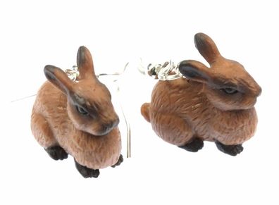 Kaninchen Ohrringe Kaninchenohrringe Hase Miniblings Osterhase braun Gummi
