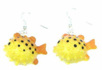 Kugelfisch Ohrringe Kugelfische Miniblings Fisch Fische Meer Aquarium gelb