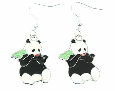 Panda Ohrringe Pandaohrringe Miniblings Pandabär Bambus Bär Teddy Zoo emailliert