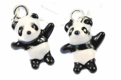 Panda Ohrringe Pandaohrringe Miniblings Pandabär Bambus Zoo Bär 3D emailliert
