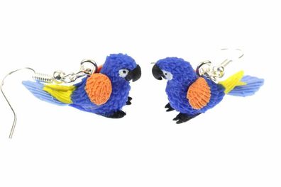 Papagei Ohrringe Papageienohrringe Miniblings Vogel bunt Ara Papageien blau