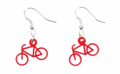 Fahrrad Ohrringe Miniblings Hänger Rad Rennrad Bike Radsport Sport Acrylglas rot