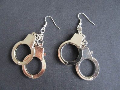 Handschellen Ohrringe Miniblings Hänger Polizei Handcuffs Handfesseln Fesseln XL