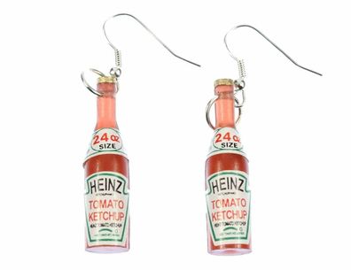 Ketchup Ketchupflasche Ohrringe Miniblings Hänger Fast Food Essen Küche Pommes
