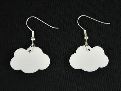 Wolken Wolke Ohrringe Miniblings Hänger Clouds Comic Luft Acrylglas weiß rund