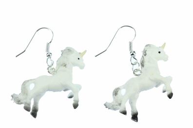 Einhorn Ohrringe Miniblings Hänger Unicorn Fantasy Pferd Pony Gummi weiß