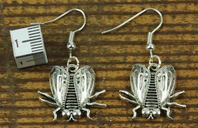 Fliegen Ohrringe Miniblings Fliege Schmeißfliege Insekt Halloween Ohrhänger silb