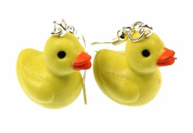 Quietscheentchen Ohrringe Miniblings Badeente Ente Entchen Badewanne Gummi 2cm