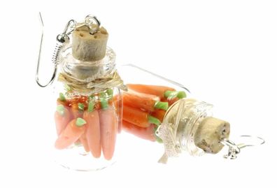 Karotten im Glas Vorratsglas Ohrringe Miniblings Konserve Fläschchen Glas Küche