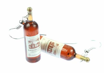Weinflaschen Ohrringe Wein Miniblings Hänger Weinohrringe Caluo di Lafai braun