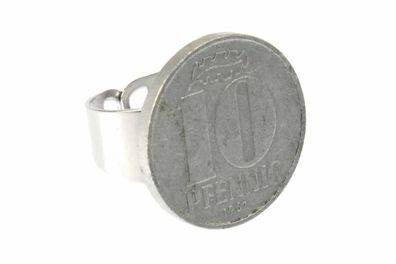10 Pfennig DDR Ring Miniblings Groschen Ostalgie Retro echte Münze Zahl neu