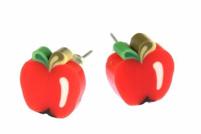 Apfel Ohrstecker Miniblings Stecker Ohrringe Frucht Früchte Apple Obst rot