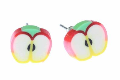 Apfel Ohrstecker Miniblings Stecker Ohrringe Frucht Früchte Apple Obst rot gelb
