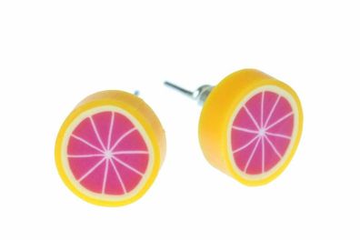 Blutorange Grapefruit Ohrstecker Miniblings Stecker Ohrringe Frucht pink orange