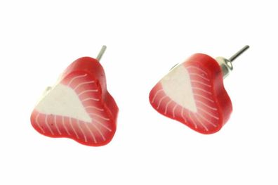 Erdbeere Ohrstecker Miniblings Stecker Ohrringe Erdbeer Beere Frucht rot weiß