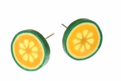 Kürbis Ohrstecker Miniblings Stecker Ohrringe Frucht Gemüse grün gelb rund 1cm