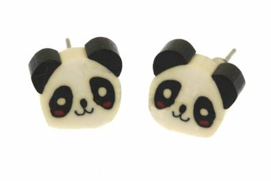 Panda Pandabär Ohrstecker Miniblings Stecker Ohrringe Bär Kind Kinderschmuck 1cm