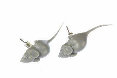 Ratte Ohrstecker Miniblings Stecker Ohrringe Ratten Rat Maus Mäuse grau Maxi