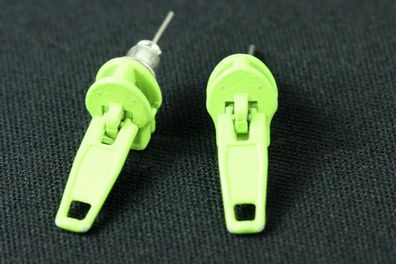 Reißverschluss Ohrstecker Miniblings Zipper Stecker Ohrringe Upcycling neongelb
