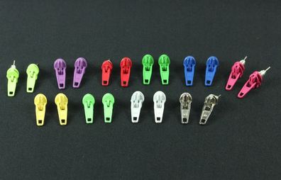 Reißverschluss Ohrstecker Miniblings Zipper Stecker Ohrringe Upcycling silber