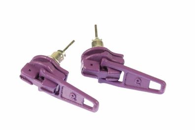 Reißverschluss Ohrstecker Miniblings Zipper Stecker Zip Ohrringe Upcycling lila