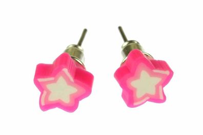 Stern Sterne Ohrstecker Miniblings Stecker Ohrringe Weihnachten pink weiß Mini