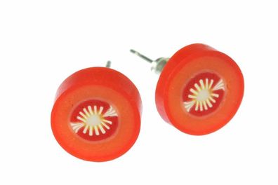 Tomate Ohrstecker Miniblings Stecker Ohrringe Tomaten Frucht Gemüse rund 1cm