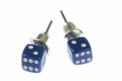 Würfel Ohrstecker Miniblings Stecker Ohrringe Spiel Kasino Spielen 3D 5mm blau