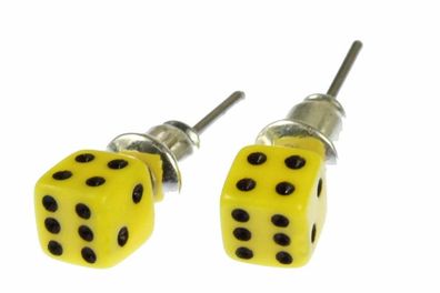 Würfel Ohrstecker Miniblings Stecker Ohrringe Spiel Kasino Spielen 3D 5mm gelb