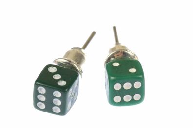 Würfel Ohrstecker Miniblings Stecker Ohrringe Spiel Kasino Spielen 3D 5mm grün