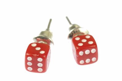 Würfel Ohrstecker Miniblings Stecker Ohrringe Spiel Kasino Spielen 3D 5mm rot