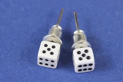 Würfel Ohrstecker Miniblings Stecker Ohrringe Spiel Kasino Spielen 3D 5mm weiß