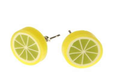Zitrone Ohrstecker Miniblings Stecker Ohrringe Zitronen Frucht Obst gelb grün