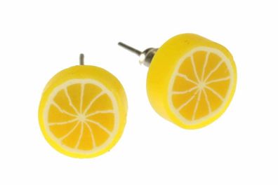 Zitrone Ohrstecker Miniblings Stecker Ohrringe Zitronen Frucht Obst gelb rund