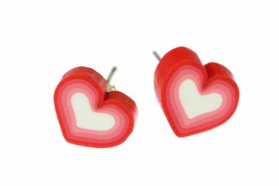 Herzen Ohrstecker Miniblings Ohrringe Stecker Herzchen Valentinstag weiß rot