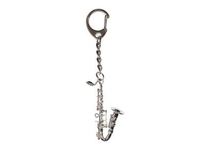 Saxofon Schlüsselanhänger Miniblings Saxofonist versilbert Jazz Saxophon Sax + Box