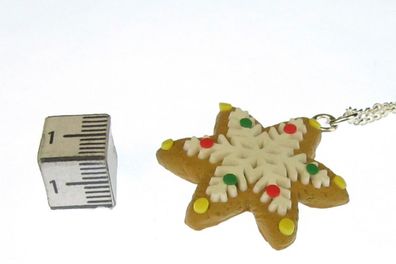 Zimtstern Kette 45cm Weihnachten Plätzchen Miniblings Schneeflocke Stern Lebkuchen