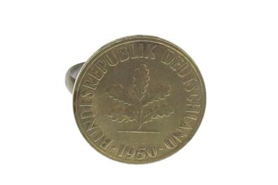 10 Pfennig echte Münze Ring Miniblings BRD Deutsche Mark DM Groschen Geld Kopf