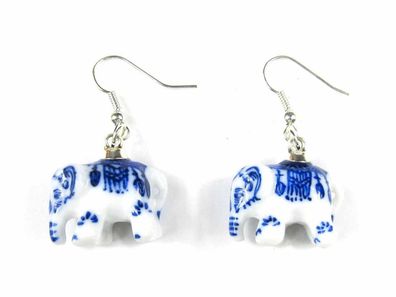 Elefanten Ohrringe Elefantenohrringe Porzellan Miniblings Indien Elefant blau