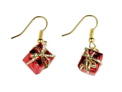 Paket Ohrringe Miniblings Geschenke Weihnachten Päckchen Bescherung rot