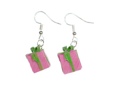 Päckchen Ohrringe Miniblings Weihnachten Paket Bescherung rosa