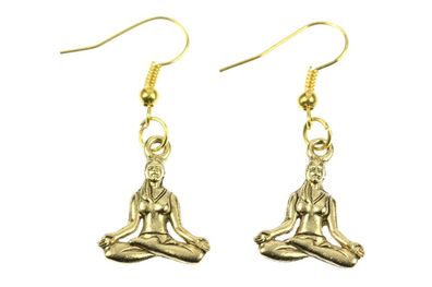 Buddha Yoga Lotussitz Ohrringe Meditation Miniblings Tibet Buddhismus gold