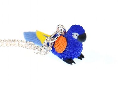 Papagei Ara Kette Halskette Miniblings 45cm Vogel Bird Parrot Vogelkette blau