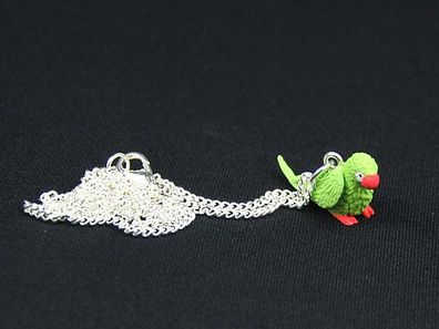 Papagei Ara Kette Halskette Miniblings 45cm Vogel Bird Amazonas Vogelkette grün